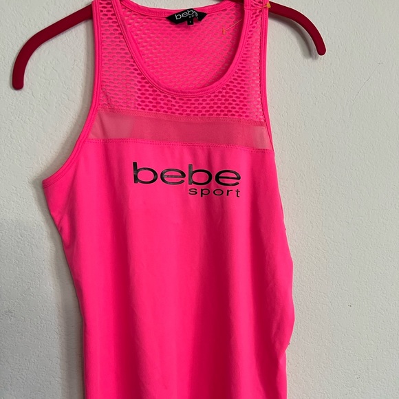 BEBE SPORT MESH TRIM HI-LO TANK SIZE SMALL - HOT PINK - Picture 3 of 8